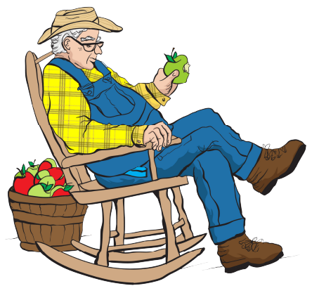 Openshaw Acres Logo of Grandpa Fred with his happles